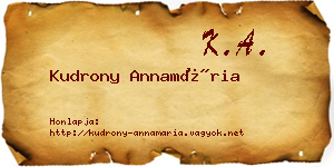 Kudrony Annamária névjegykártya